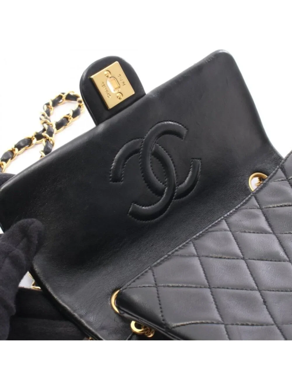 Chanel Shoulder Bag Mini Quilted 20 Black Lambskin Chain
